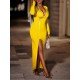  2024 Pure Color Slim Split Hem Long Dress