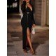  2024 Pure Color Slim Split Hem Long Dress