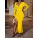  2024 Pure Color Slim Split Hem Long Dress