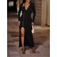  2024 Pure Color Slim Split Hem Long Dress