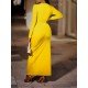  2024 Pure Color Slim Split Hem Long Dress