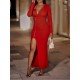 2024 Pure Color Slim Split Hem Long Dress