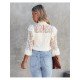  2024 Pure Color Lace Women's Long Sleeve Top