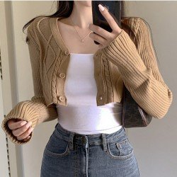  2024 Pure Color Long Sleeve Crop Small Jacket