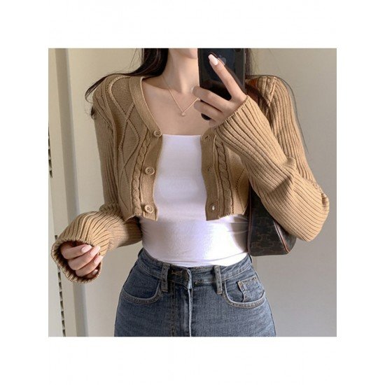  2024 Pure Color Long Sleeve Crop Small Jacket