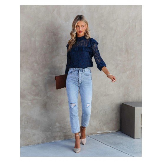  2024 Pure Color Lace Women's Long Sleeve Top