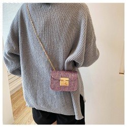  PU Pure Color Sequined Shoulder Bag For Women