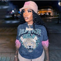  Summer Casual Letter Printing Round Neck Women's T-Shirt