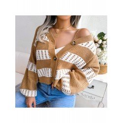 Fashion V Neck Contrast Color Women's Sweater  Fashion V Neck Contrast Color Women's Sweater