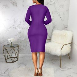  Fashion Printing Patchwork Women's Long Sleeve Dress