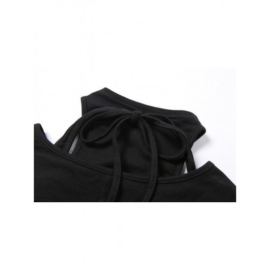 Cut Out Black Long Sleeve Designer Tops