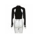 Cut Out Black Long Sleeve Designer Tops