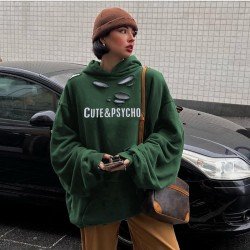 Street Loose Ripped Pocket Hoodies Tops