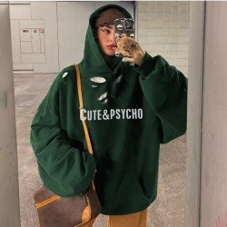 Street Loose Ripped Pocket Hoodies Tops