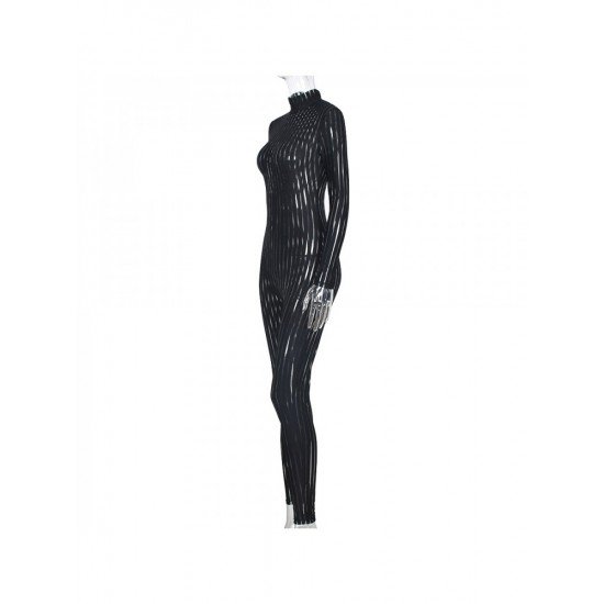  2024 Fall Mock Neck See-through Women's Jumpsuit