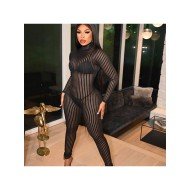  2024 Fall Mock Neck See-through Women's Jumpsuit