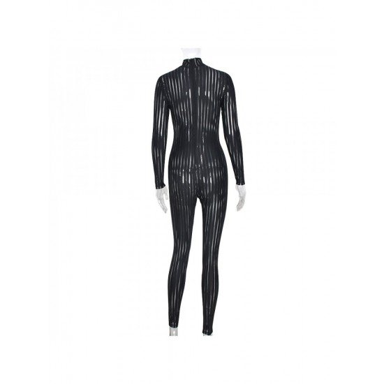  2024 Fall Mock Neck See-through Women's Jumpsuit