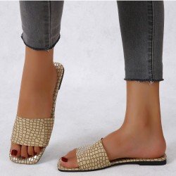  Summer Square Toe Casual Women's Flat Slippers