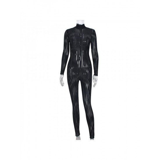  2024 Fall Mock Neck See-through Women's Jumpsuit