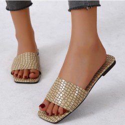  Summer Square Toe Casual Women's Flat Slippers