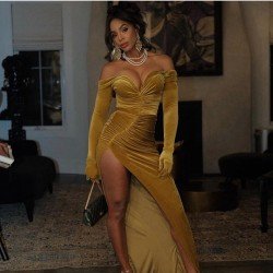 Sexy Pure Color Split Hem Long Sleeve Dress
