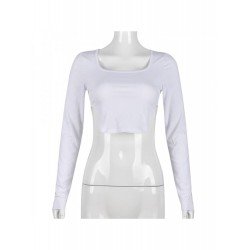  Pure Color Square Neck Irregular Top