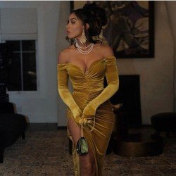 Sexy Pure Color Split Hem Long Sleeve Dress