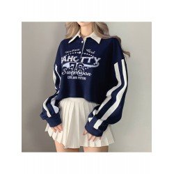  2024 Autumn Loose Letter Printing Long Sleeve Top