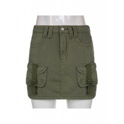 Pure Color Low Waist Denim Skirt  Pure Color Low Waist Denim Skirt