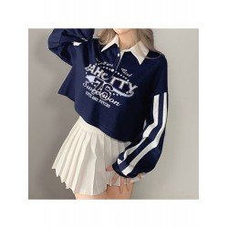  2024 Autumn Loose Letter Printing Long Sleeve Top