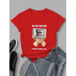 Cute Graphic Crew Neck T Shirts For Women