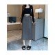  2024 Autumn Split Hem Skirt With Waist Chain