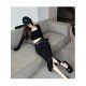  2024 Autumn Split Hem Skirt With Waist Chain