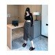  2024 Autumn Split Hem Skirt With Waist Chain