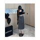  2024 Autumn Split Hem Skirt With Waist Chain