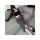  2024 Autumn Split Hem Skirt With Waist Chain
