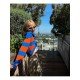  2024 Fall Colorblock Women's Short Knit Cardigan