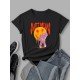Face Smile Broken Bear Graphic T Shirts For Women