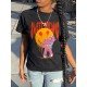 Face Smile Broken Bear Graphic T Shirts For Women