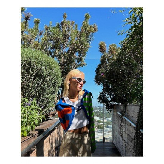  2024 Fall Colorblock Women's Short Knit Cardigan