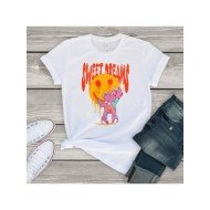 Face Smile Broken Bear Graphic T Shirts For Women