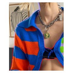  2024 Fall Colorblock Women's Short Knit Cardigan