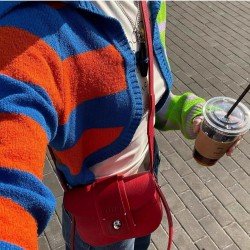  2024 Fall Colorblock Women's Short Knit Cardigan