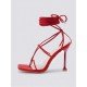  2024 Foreign PU Bandage Square Toe Women's Heels