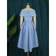  Pure Color Off Shoulder Backless Party Dress