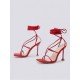  2024 Foreign PU Bandage Square Toe Women's Heels