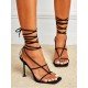  2024 Foreign PU Bandage Square Toe Women's Heels