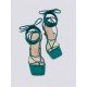  2024 Foreign PU Bandage Square Toe Women's Heels