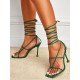  2024 Foreign PU Bandage Square Toe Women's Heels