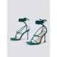  2024 Foreign PU Bandage Square Toe Women's Heels